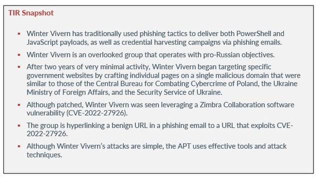 Winter Vivern used Zimbra's vulnerability to target European governments